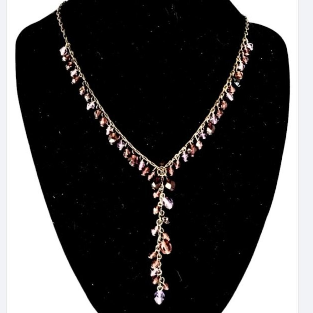 Dainty Purple and Deep Purple Black Toned Beaded Necklace, Adjustable